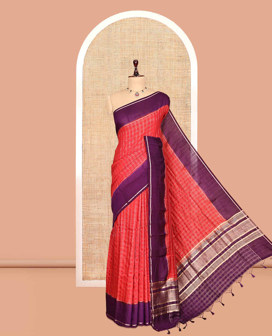 Red Assam Silk Saree