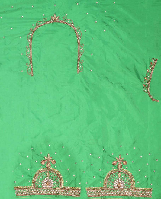 Green peacock aari embroidered material blouse