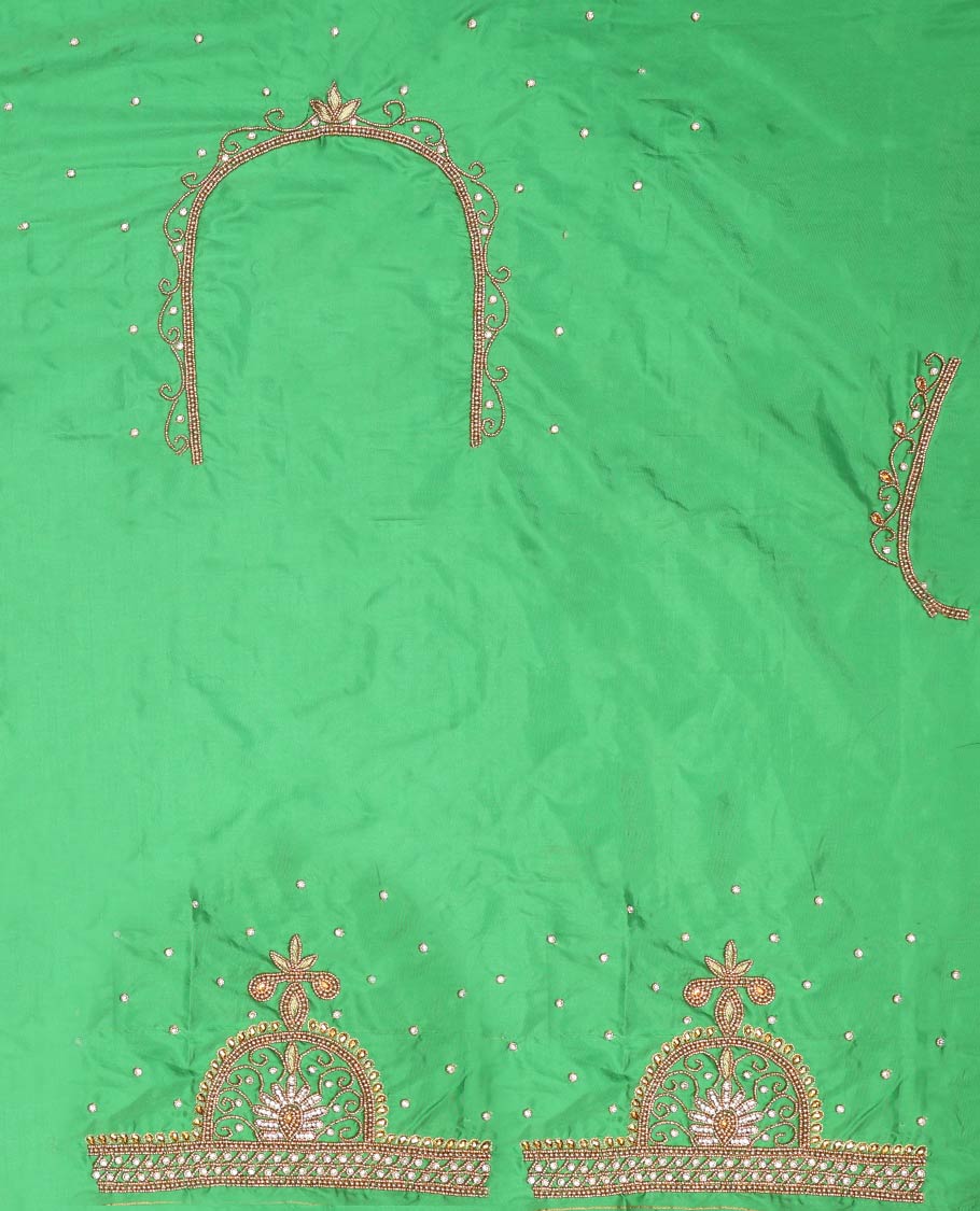 Green peacock aari embroidered material blouse