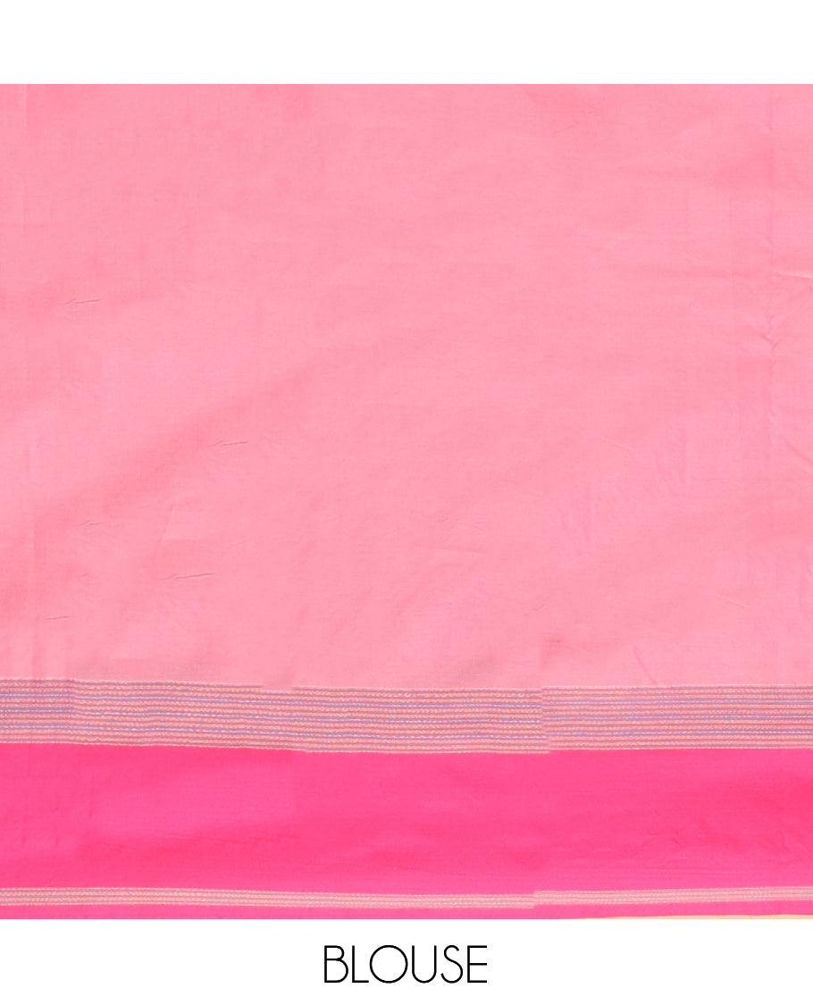 Light Purple Plain Arani Saree, a Contrast Round Zari Butta Border, Zari Design Pallu, and a Matching Blouse
