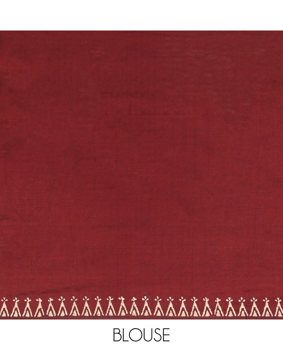 Maroon Plain South Cotton Saree