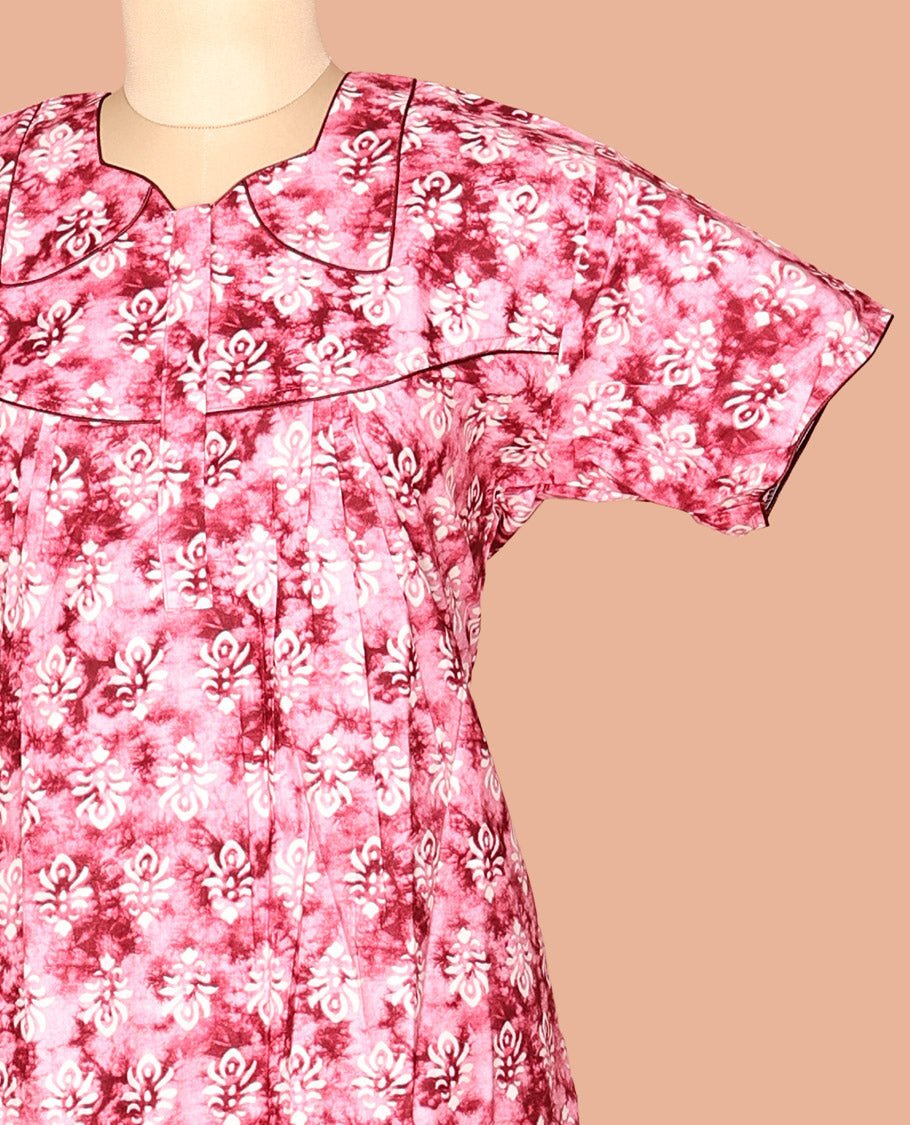 Pink Cotton-Blended Nighty