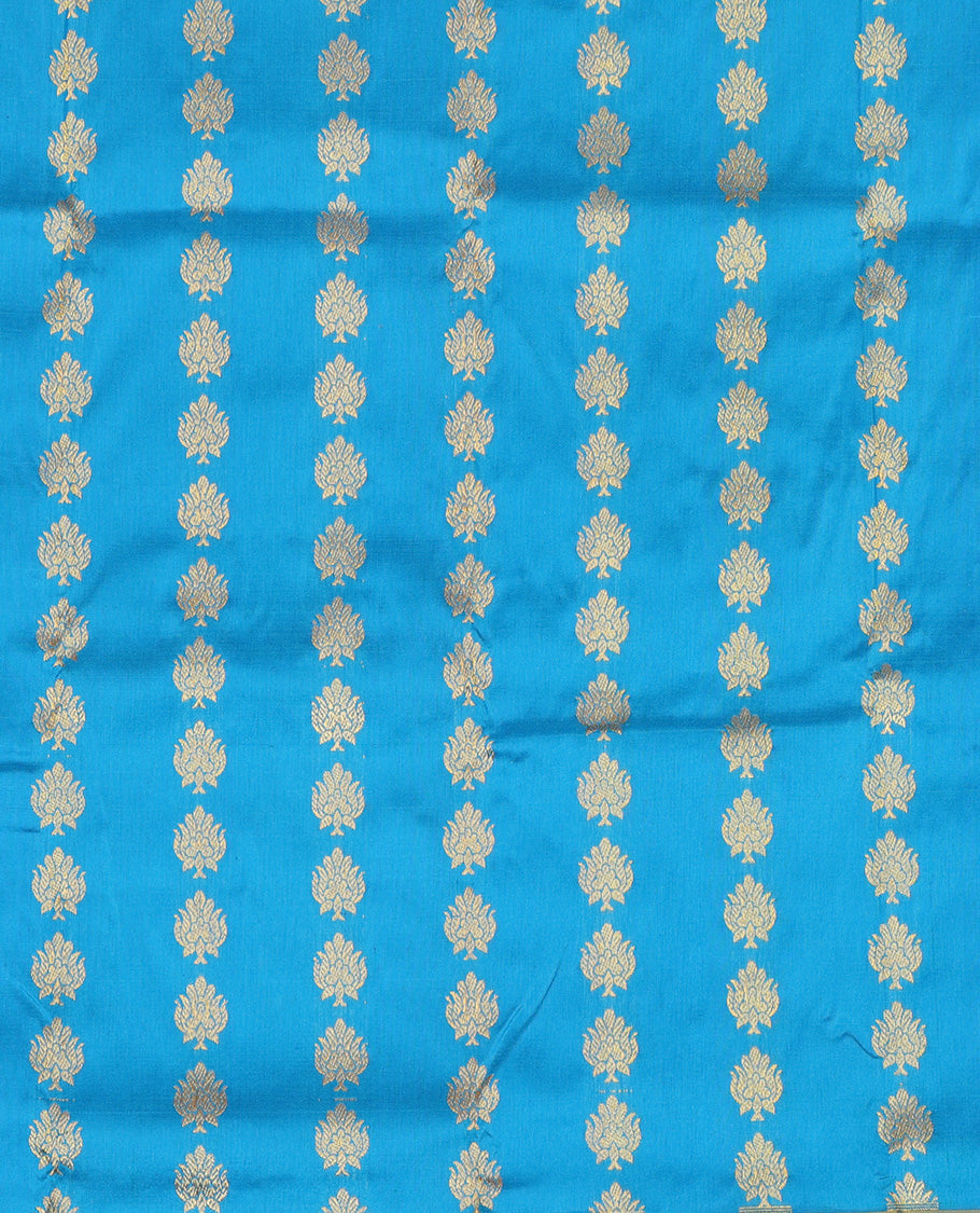 Blue Pure Silk Navarathna Pavadai Material Set