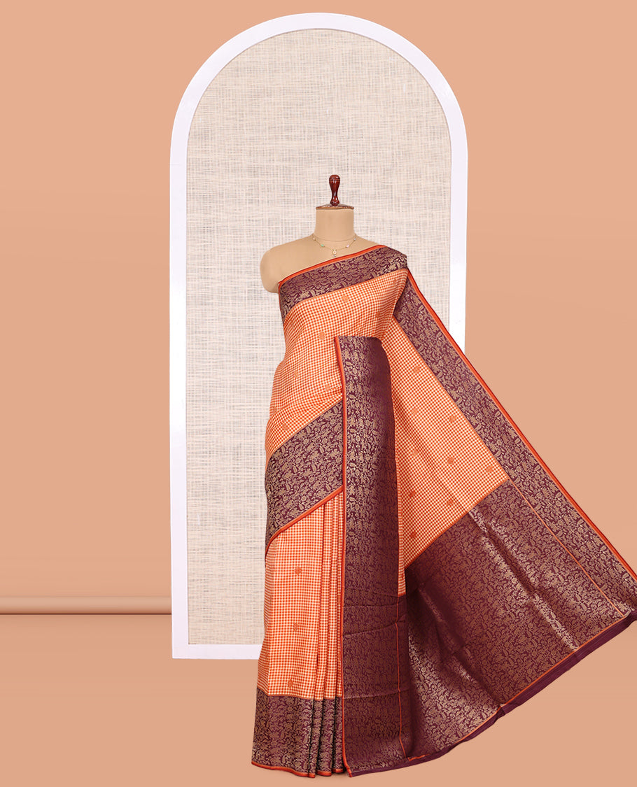 Rust Fancy Mysore Silk Saree