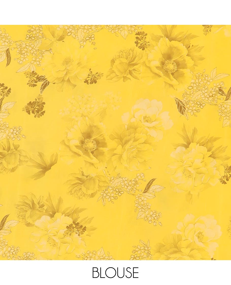 Borderless Yellow chiffon saree floral printed silk saree