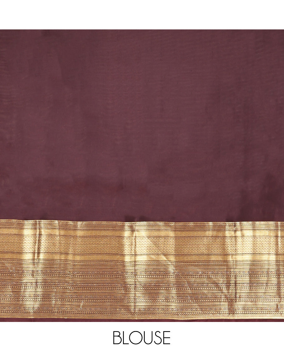 Red Vasundhara Lite-Silk Mix Saree, Delicately Woven with Zari Buttas, Complemented by a Contrast Traditional Zari Border, Grand Jaal Pallu, and a Contrast Blouse