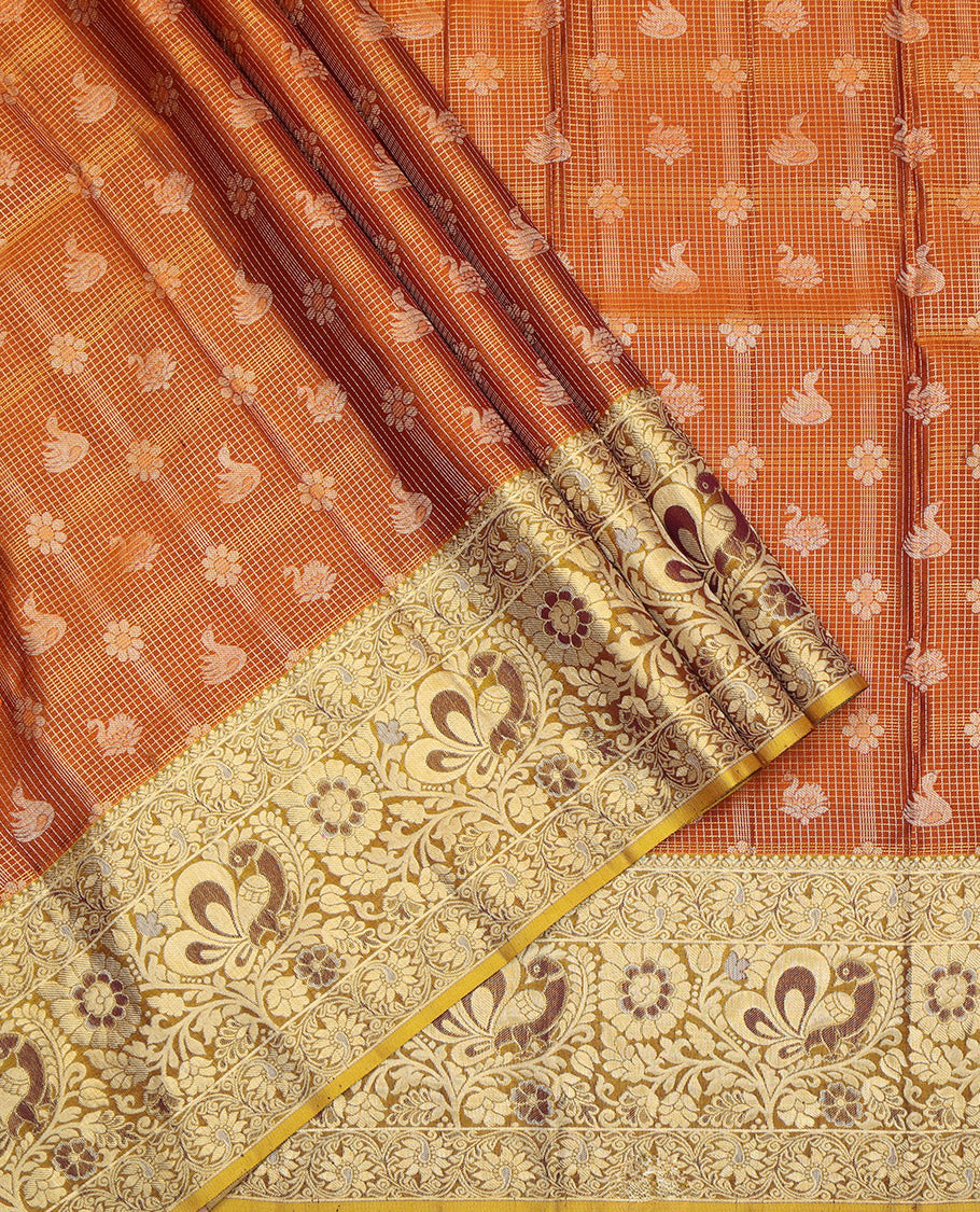 Brown Pure Silk Navarathna Pavadai Material Set
