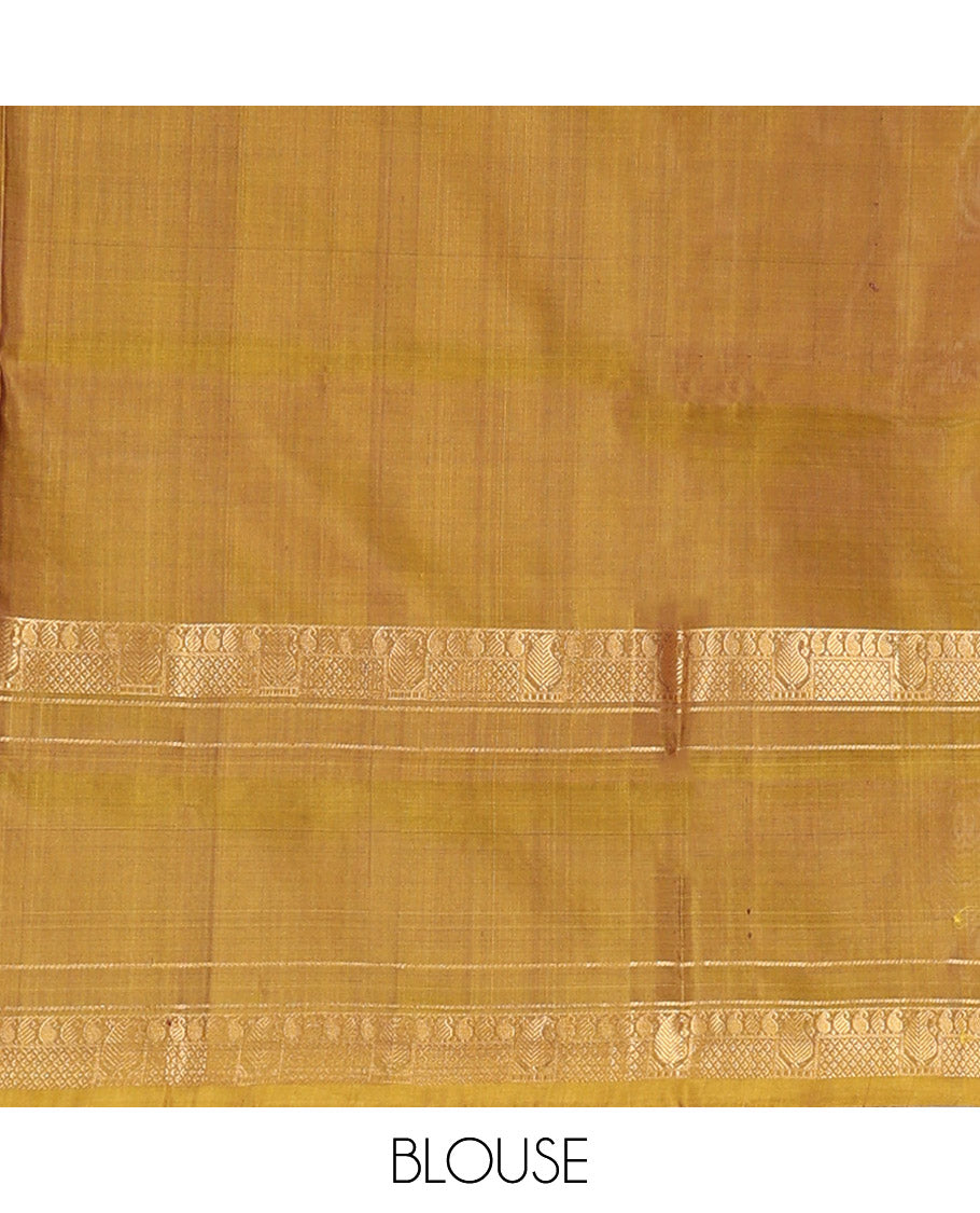 Maroon Uppada Silk Saree Elevated with Zari Buttas All Over Its Body, Complemented by Contrast Traditional Border of Peacock Veenai Designs, Sparsely Woven Pallu of Floral Designs, and Paired with a Contrast Blouse
