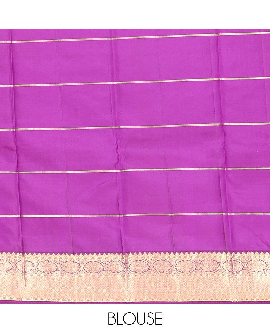 Pink Vasundhara Silk Saree, Entralled with Zari Butta Enclosed Checks On Its Body, Complemented by Contrast Border of Rekku, Muthu, Kodi Visiry, and Mayil Kann Designs, Grand Jaal Pallu and Paired with a Contrast Blouse
