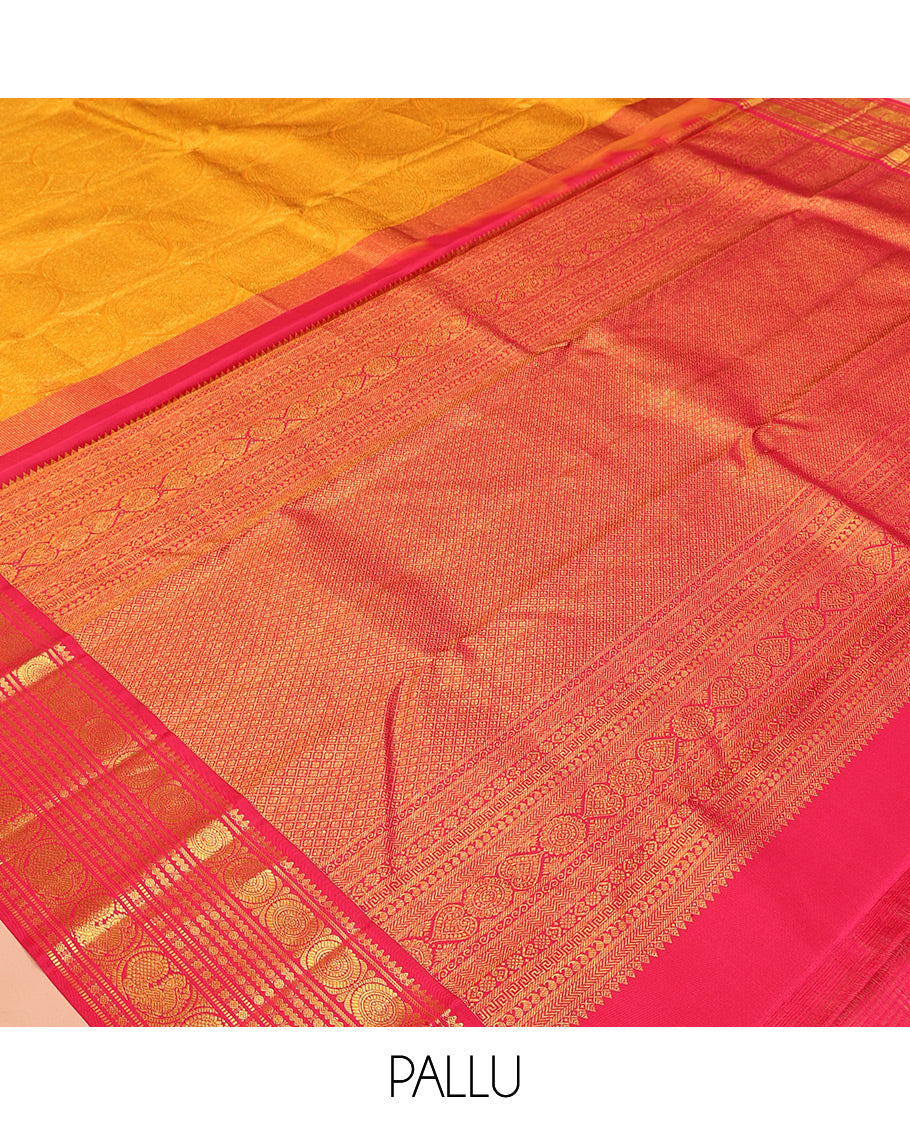 Yellow Kanchipuram Bridal Silk Saree