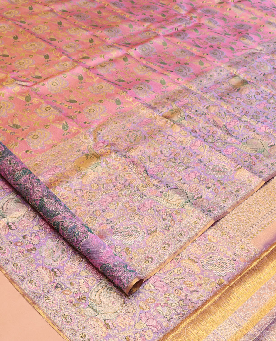 Pink Kanchipuram Tissue Silk Saree