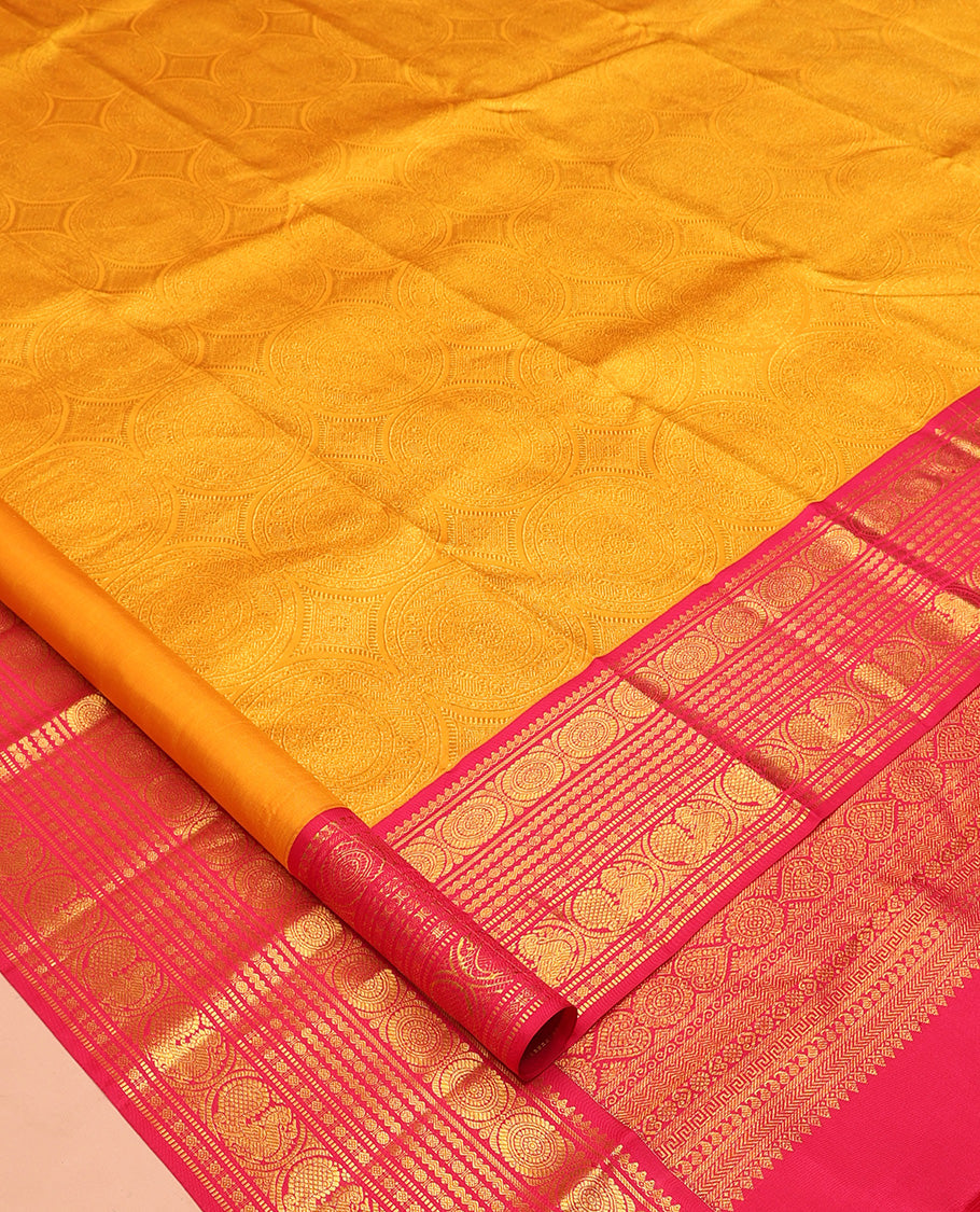 Yellow Kanchipuram Bridal Silk Saree