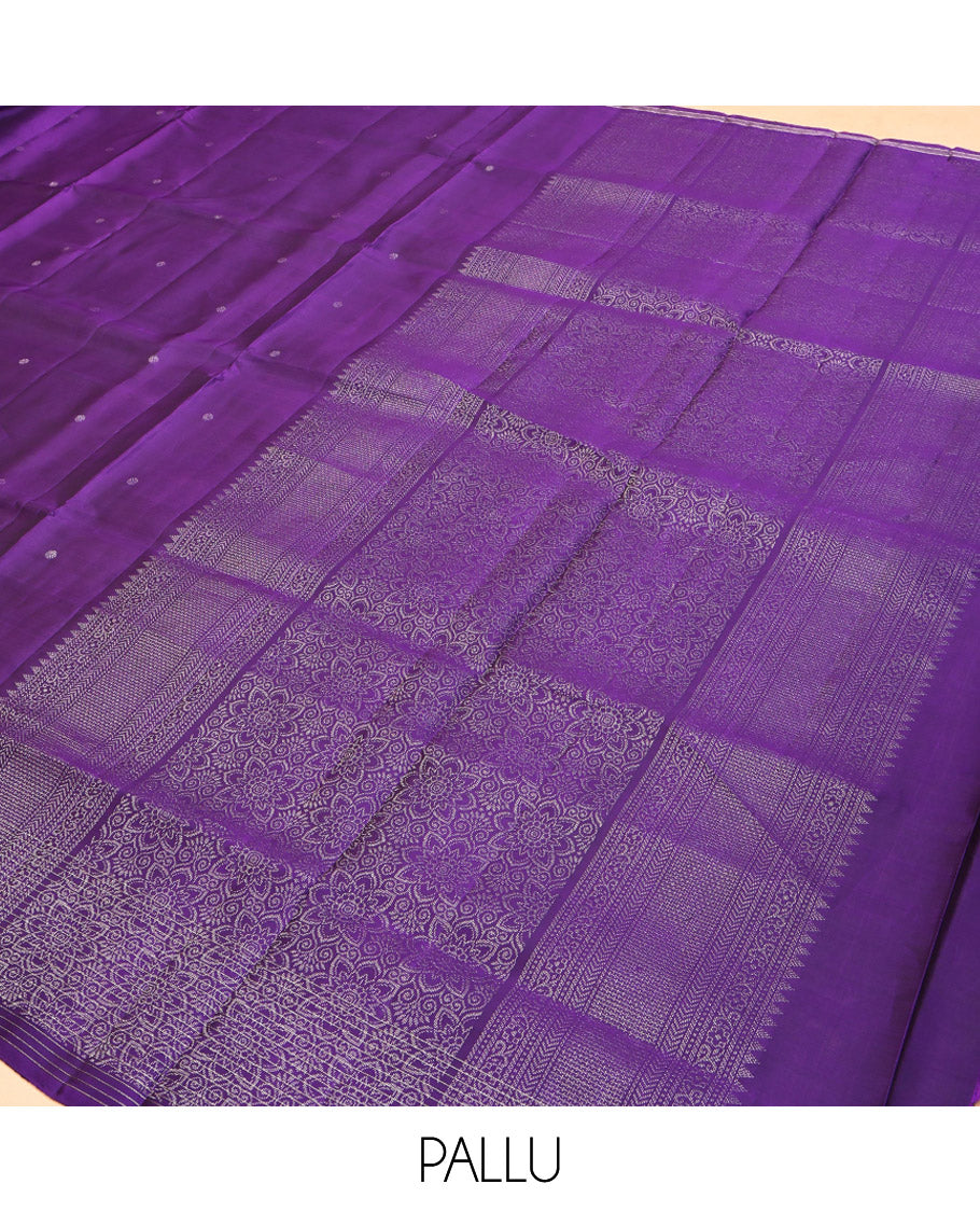 Violet Mayuri Lite Silk Mix Saree, Sparsely Woven with Zari Buttas, Subtly Checked Border, Intricate Pallu, and a Matching Blouse