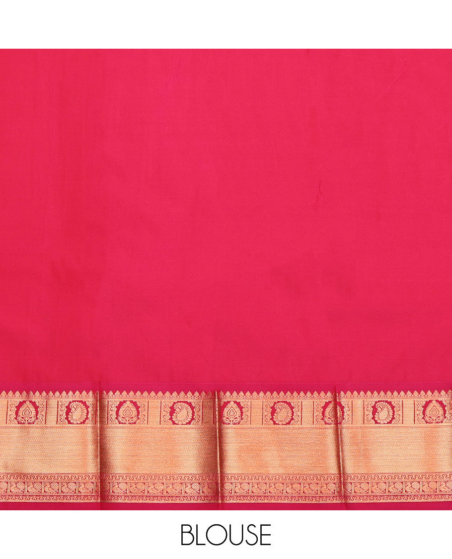 Blue Budget Silk Saree, Gleamed Up with Jacquard, Complemented by Contrast Traditional Zari Border, Grand Pallu, and a Contrast Blouse