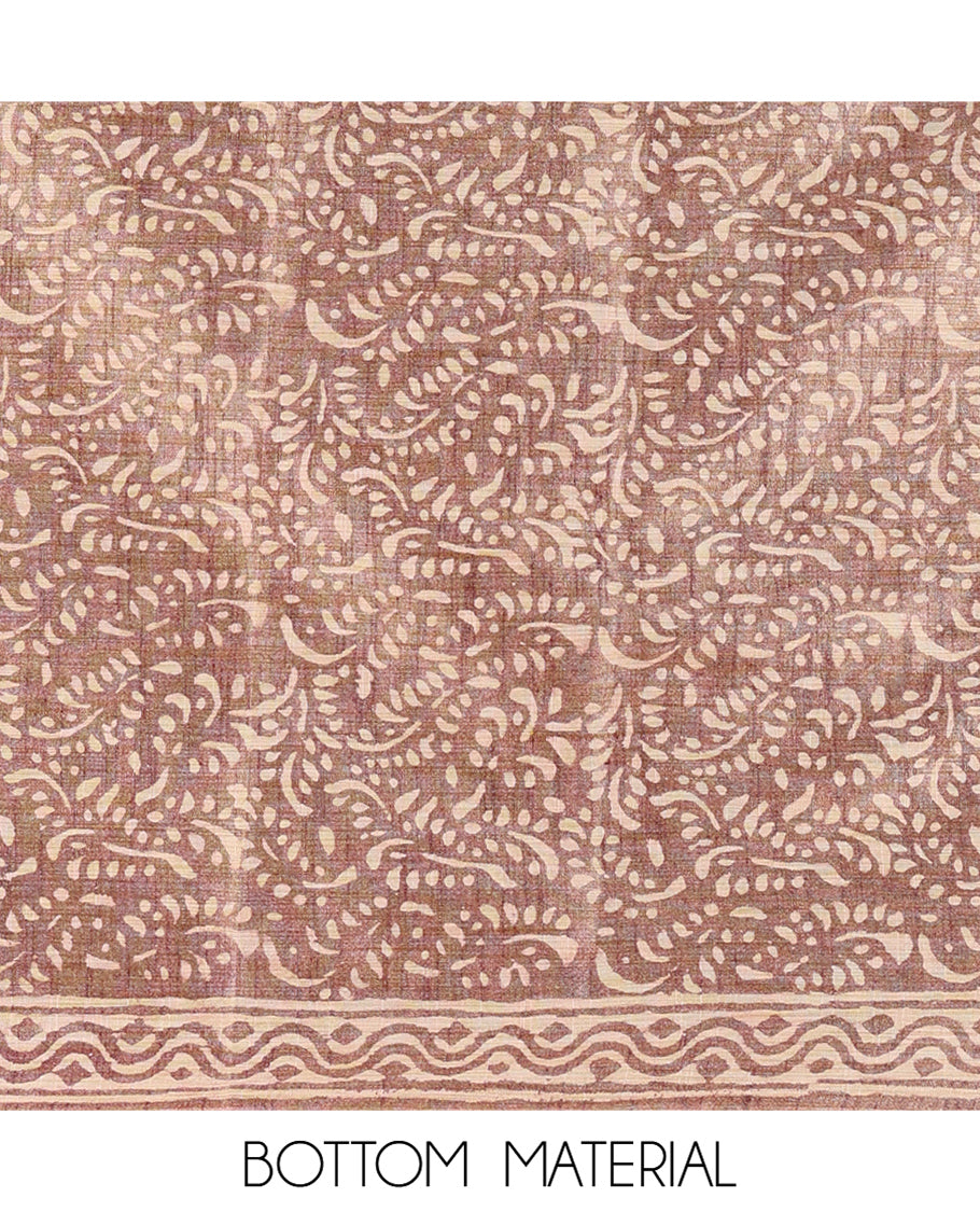 Dusky Brown Semi-Silk Khadi Jute Material Chudidar Set