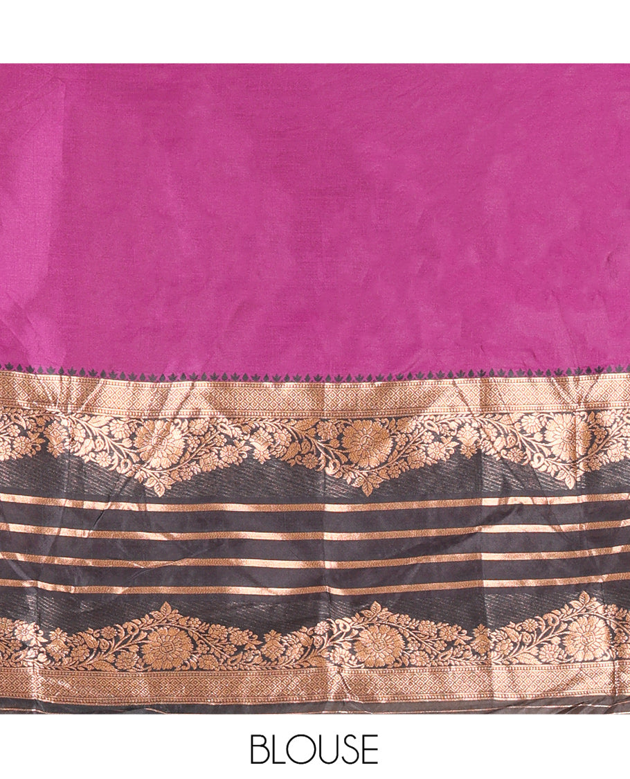 Dark Purple Semi-Silk Half-Saree