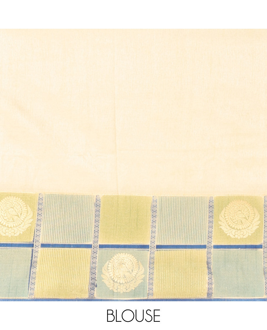 Blue Peacock Motif Saree