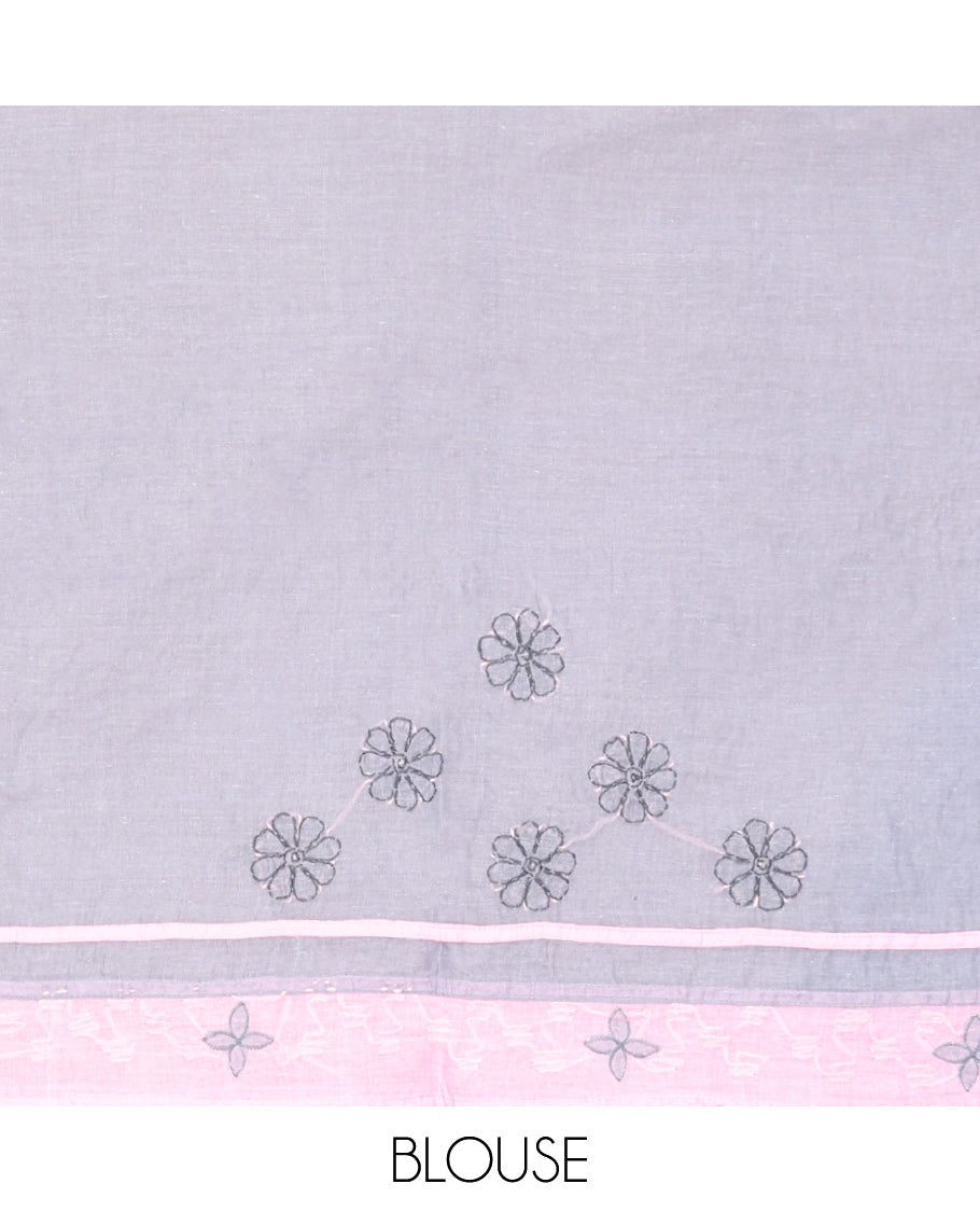 Grey Lucknowi Chikankari Saree