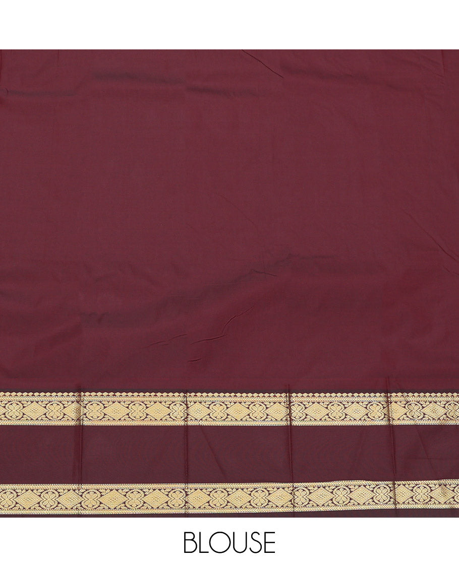 Pink Budget Silk Saree, Beautified with Zari Butta Enclosed Checks, Complemented by a Contrast Traditional Zari Rettai Pettu Border, Grand Pallu, and a Contrast Blouse