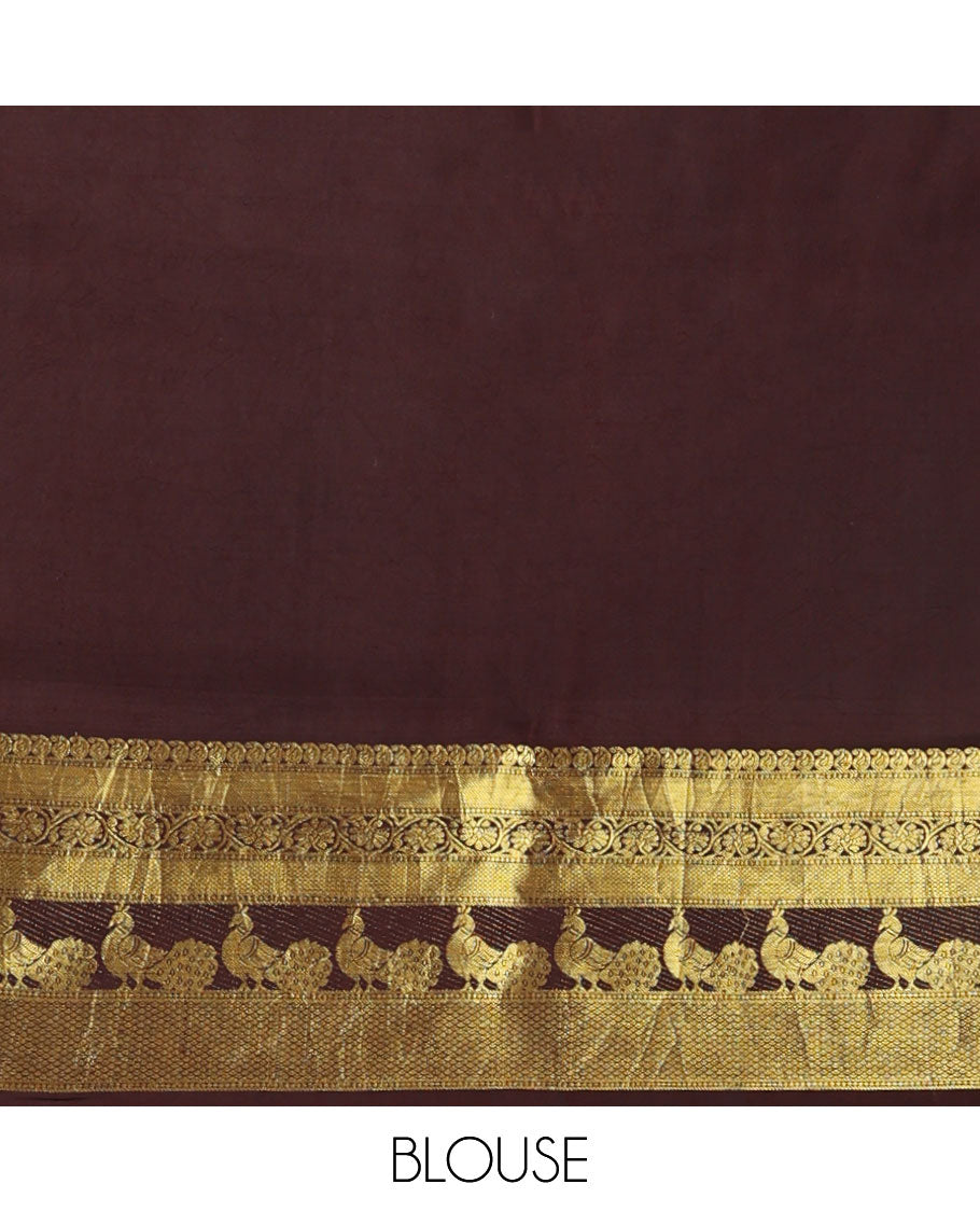 Mint green pichwai theme design kalamkari silk saree with contrast intricate zari design border & floral jaal design pallu