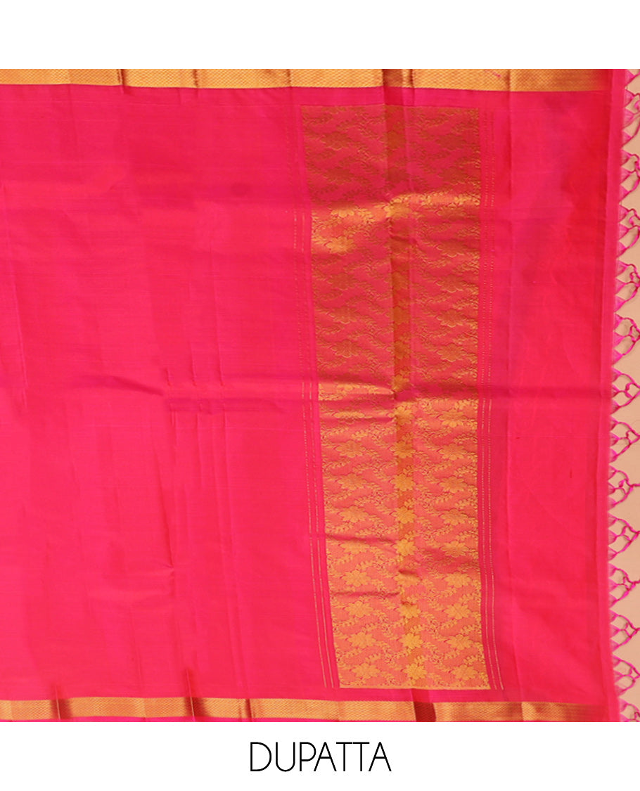 Yellow Pure-Silk Half-Saree