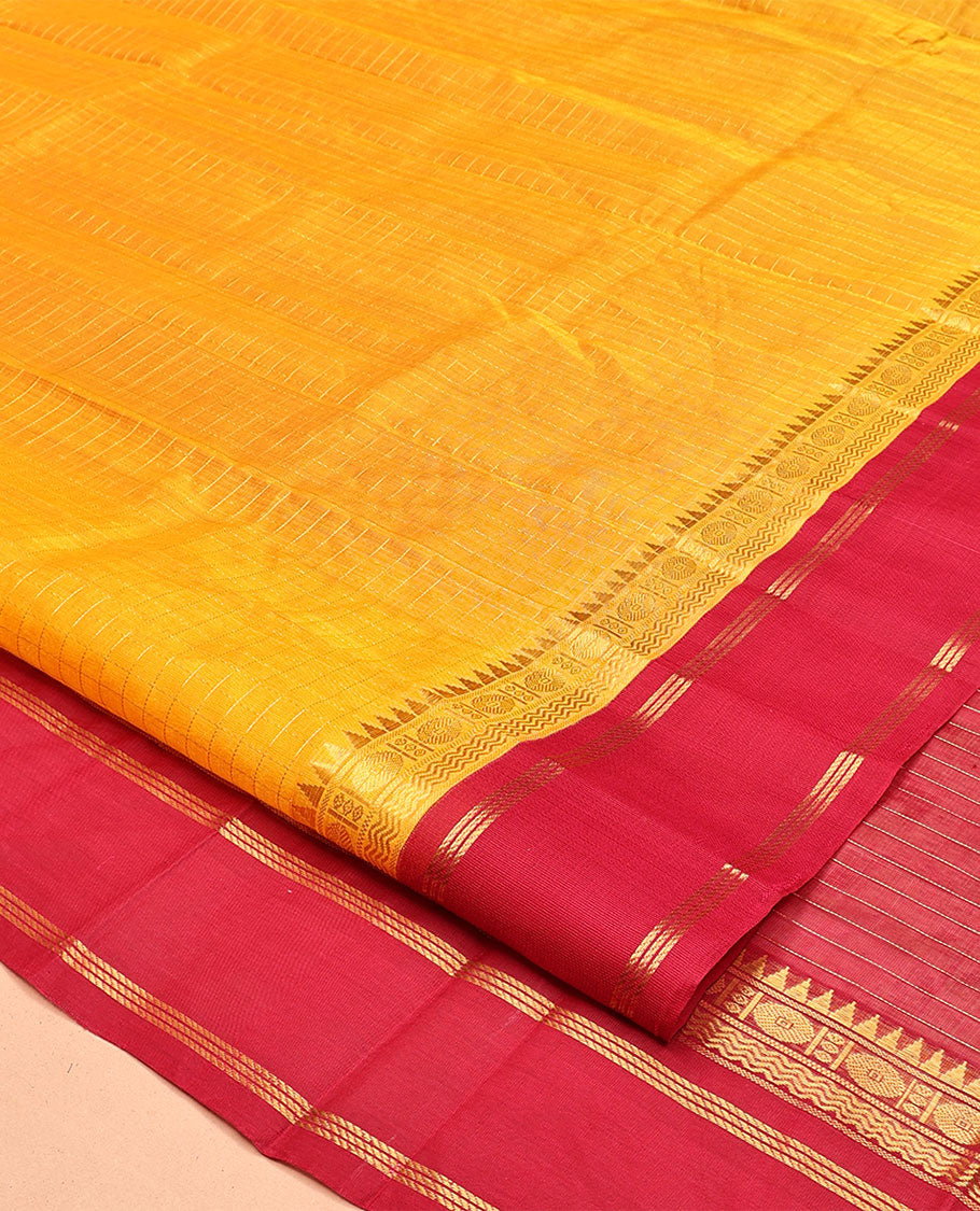 Yellow Kuppadam Silk Saree