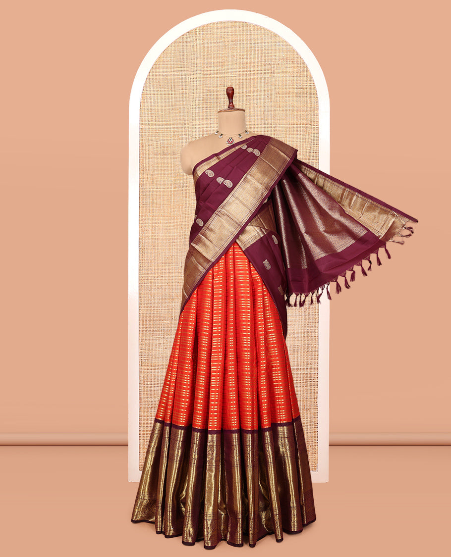 Orange Pure Silk Half-Saree