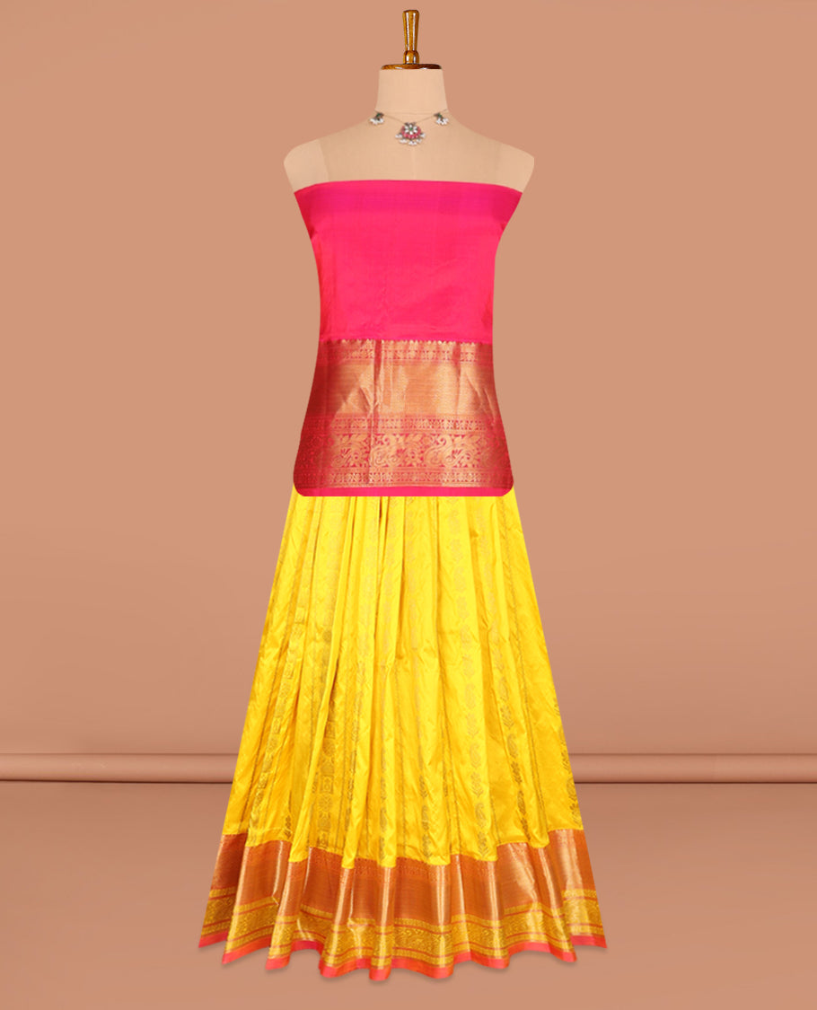 Yellow Pure-Silk Half-Saree
