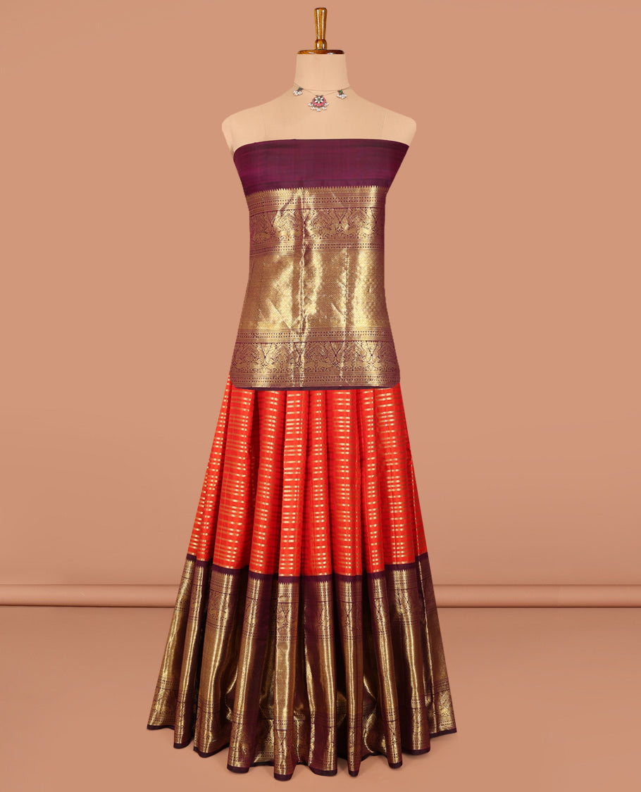 Orange Pure Silk Half-Saree