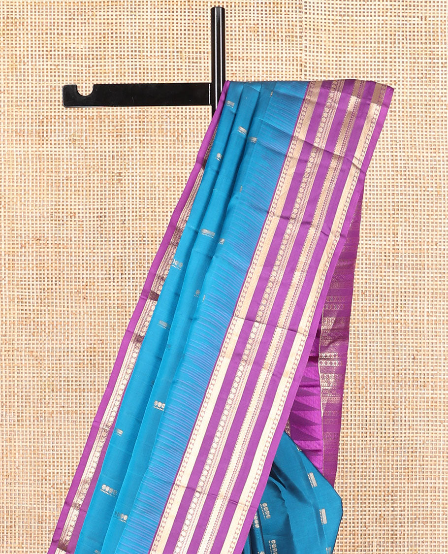 Blue buttas vasundhara elite silk saree contrast rettai pettu zari design border & intricate zari design pallu