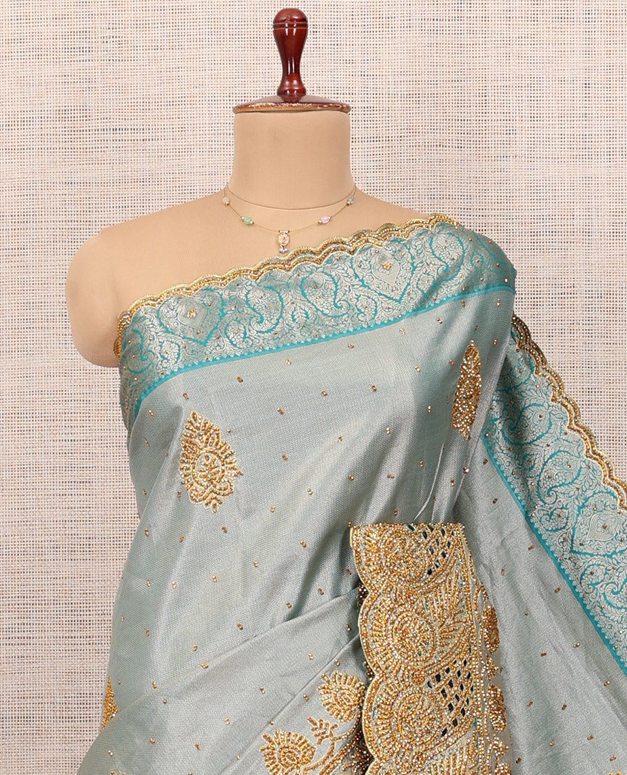 Grey Mysore Silk Saree