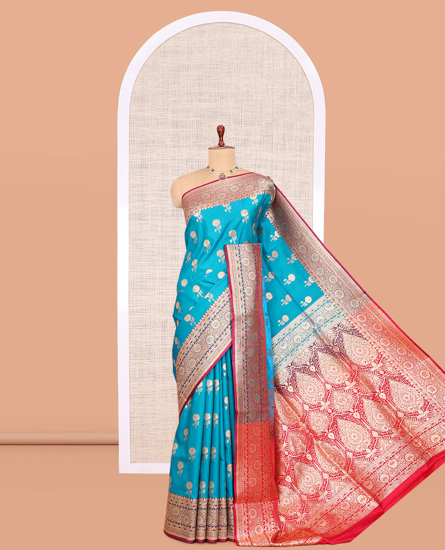 Blue Banaras Nylon Saree