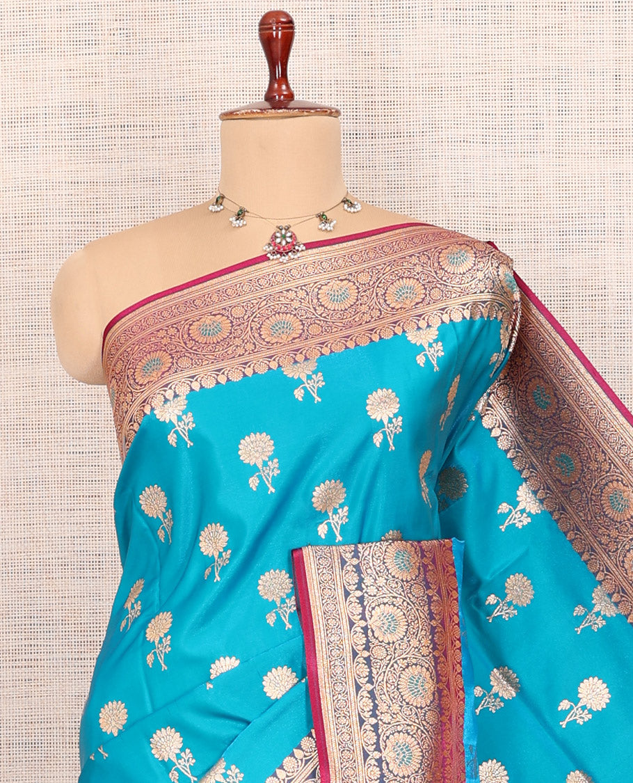 Blue Banaras Nylon Saree