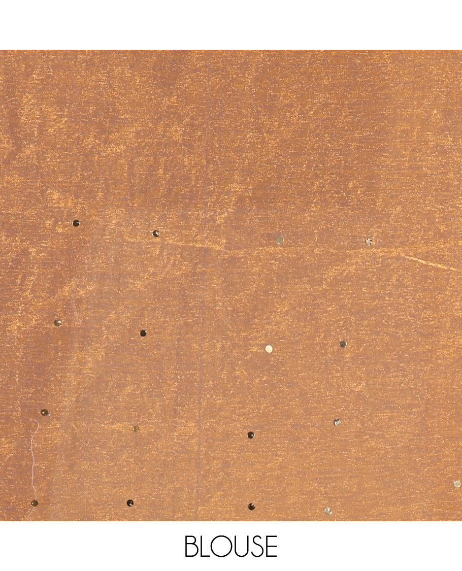 Borderless Copper Gold Fendy Chiffon Saree, Gleamed Up with Sequin Work on Its Body, Highlighted by a Self-Pallu of Sequin Work, and Paired with a Matching Blouse