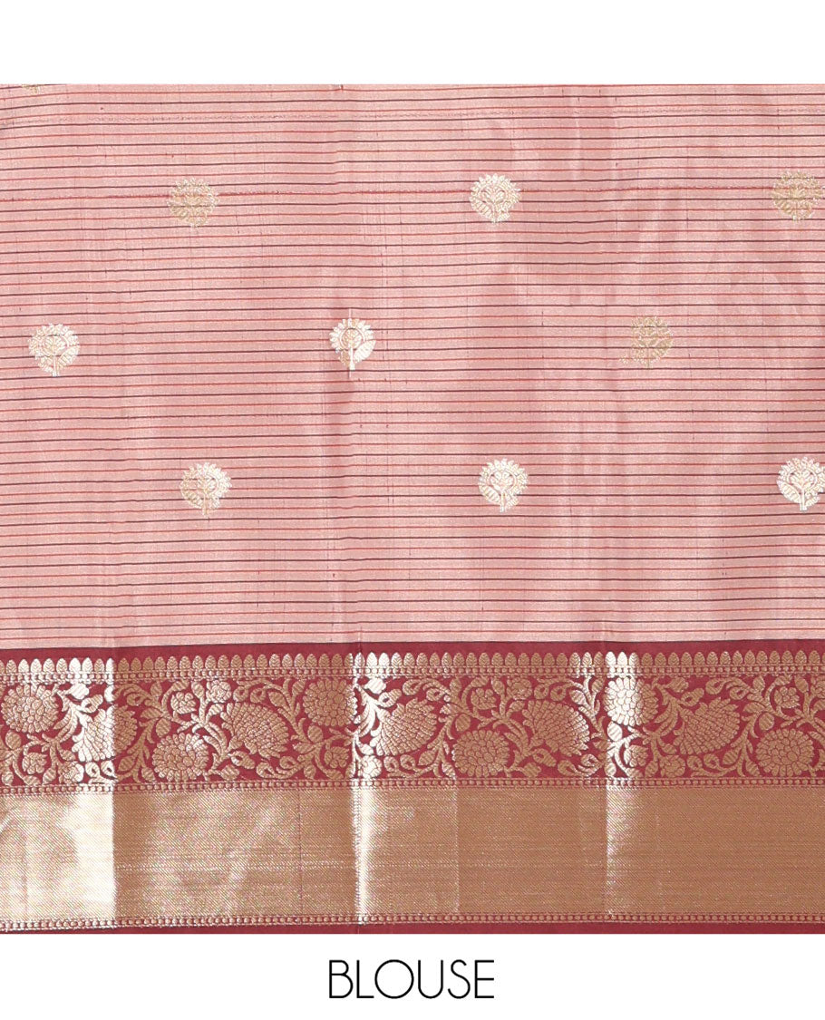 Chikku Soft Silk Saree, Subtly Woven with Vintage Checks On Its Body, Complemented by Contrast Traditional Zari Designs Woven Ganga Jamuna Border, Subtle Pallu and Paired with a Matching Blouse