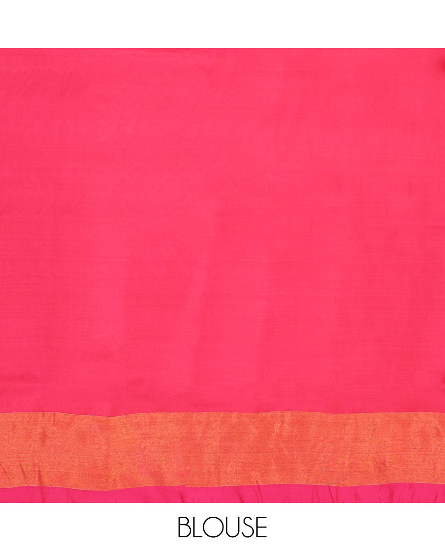 Grey floral motifs semi-uppada saree with contrast zari border & zari jaal design pallu