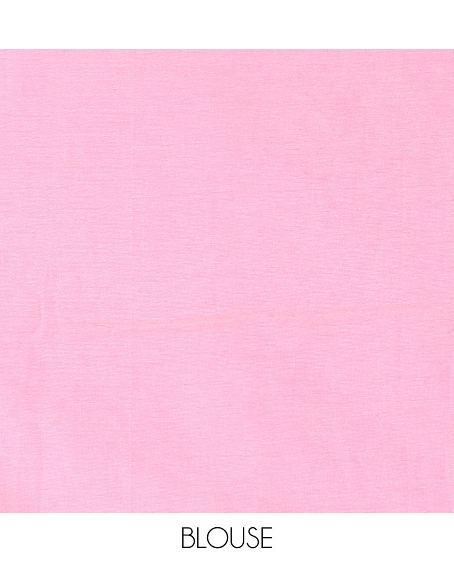 Borderless Baby Pink Mul Cotton Saree, Subtly Sparkled With Big Sequins Work On Its Body, a Self-Pallu and Paired with a Matching Blouse