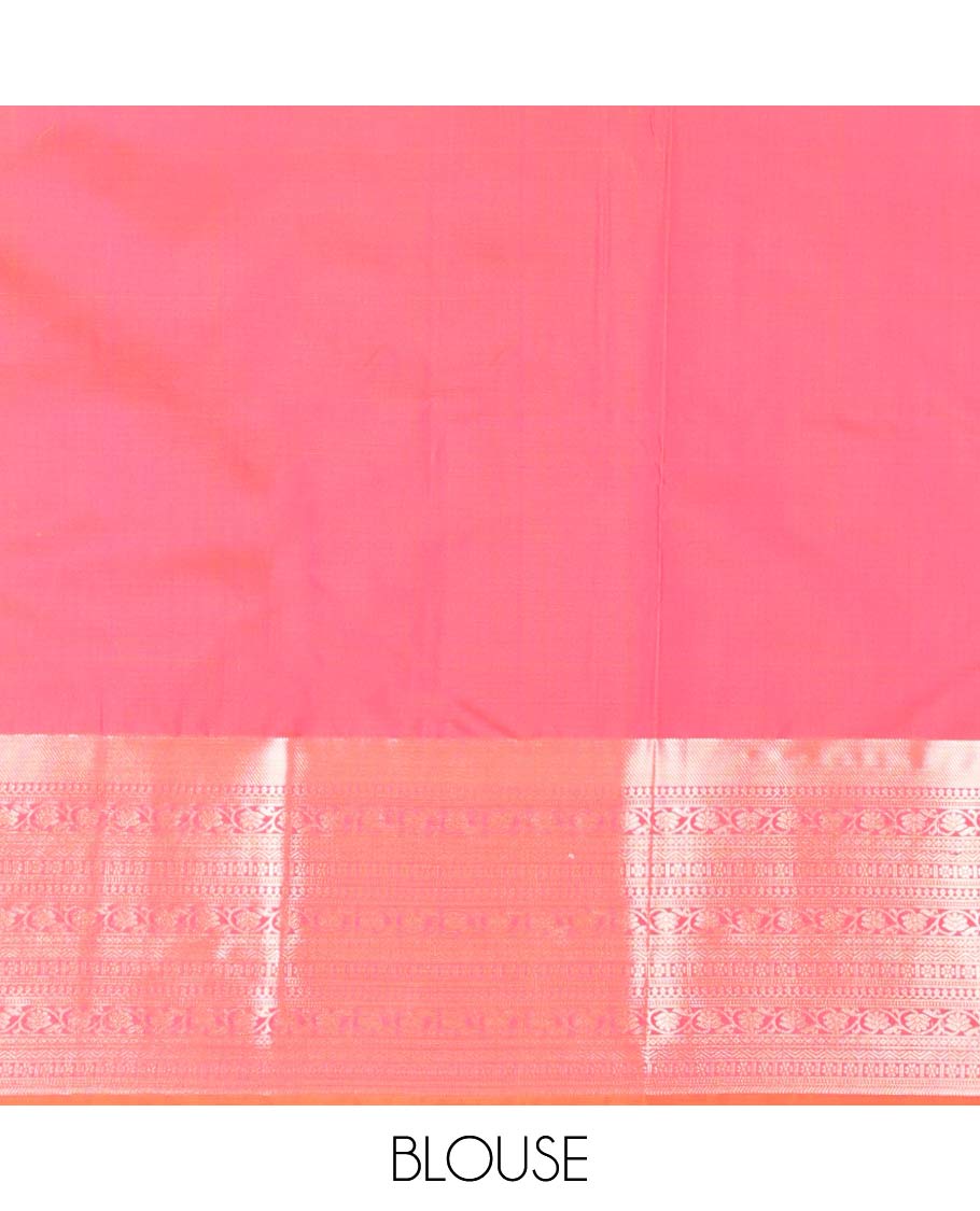 Red square motifs vasundhara elite silk saree with contrast floral design border & argyle design pallu