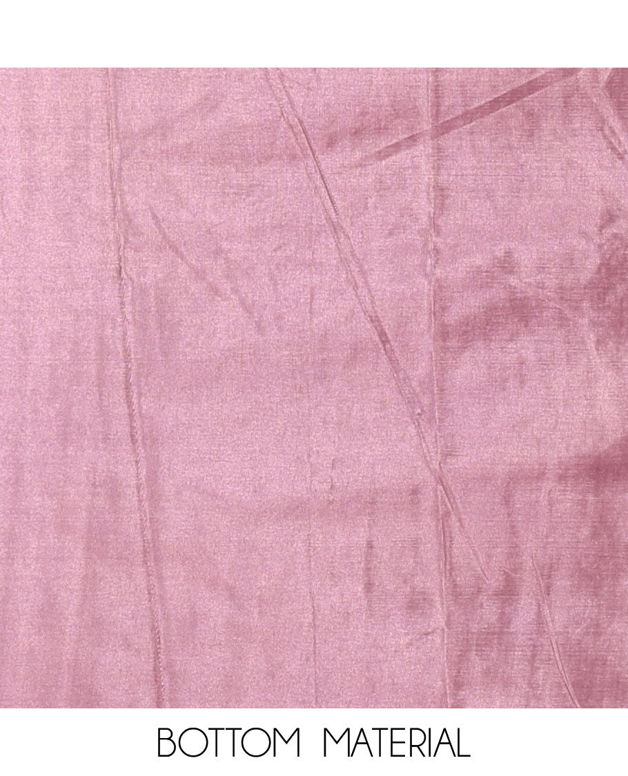 Lavender material chudidar set, stone work moss organza top, a matching bottom, and scallop stone work moss organza dupatta