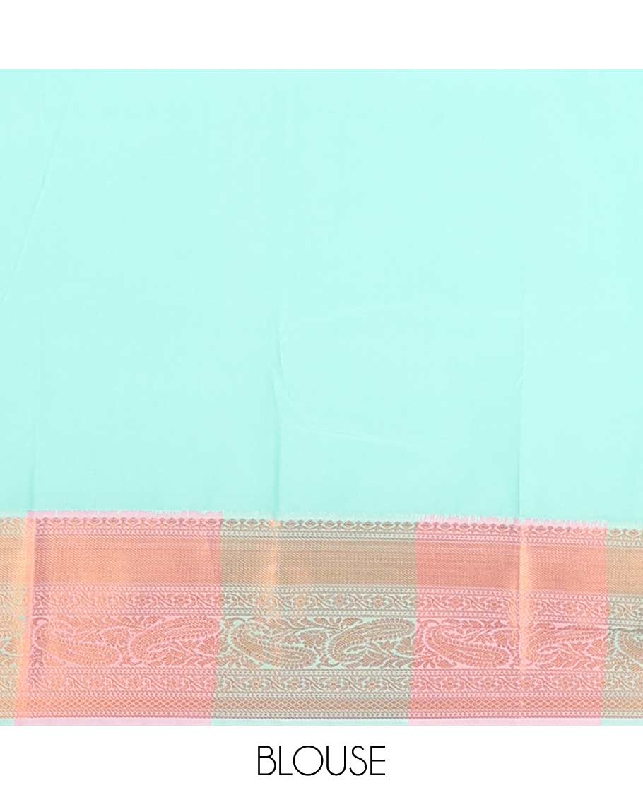 Violet striped leaf design gift saree with contrast intricate zari design border & zari jaal design pallu