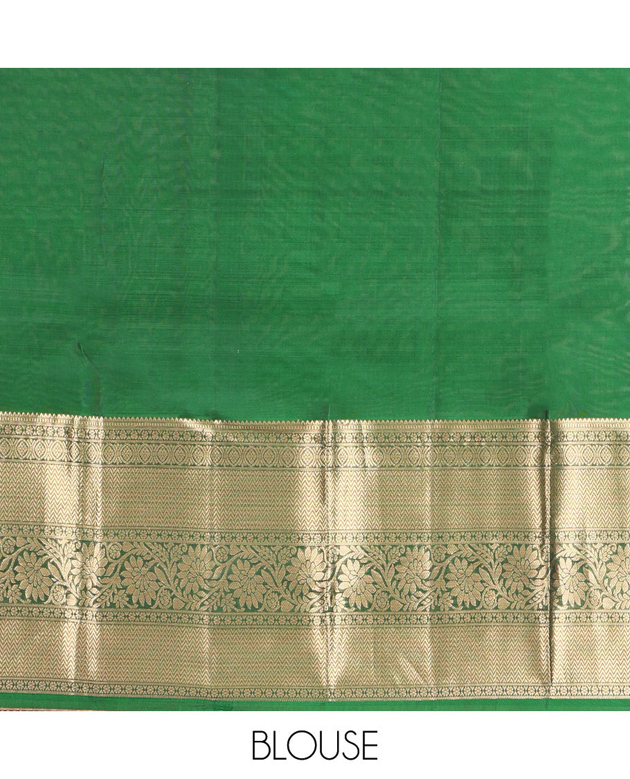 Purple Vasundhara Lite Silk Mix Saree, Adorned with Zari Buttas All Over Its Body, Complemented by a Contrast Border of Rekku, Muthu, Vanki, Kodi Visiry, and Laddu Kamalam Designs, Gracefully Embellished Pallu, and Paired with a Contrast Blouse