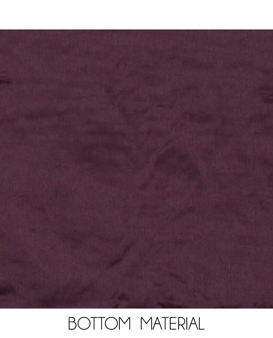 Purple material chudidar, brasso floral print & mirrorwork vichitra silk top, santoon bottom & shimmer georgette dupatta of floral print & mirrorwork