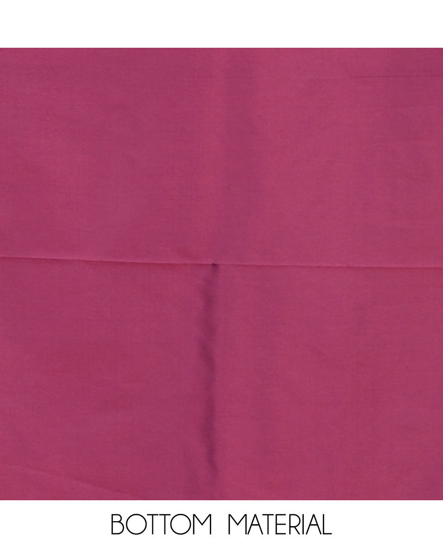 Wine banarasi material chudidar set, zari buttas woven top, plain bottom, and floral jaal taffeta silk dupatta