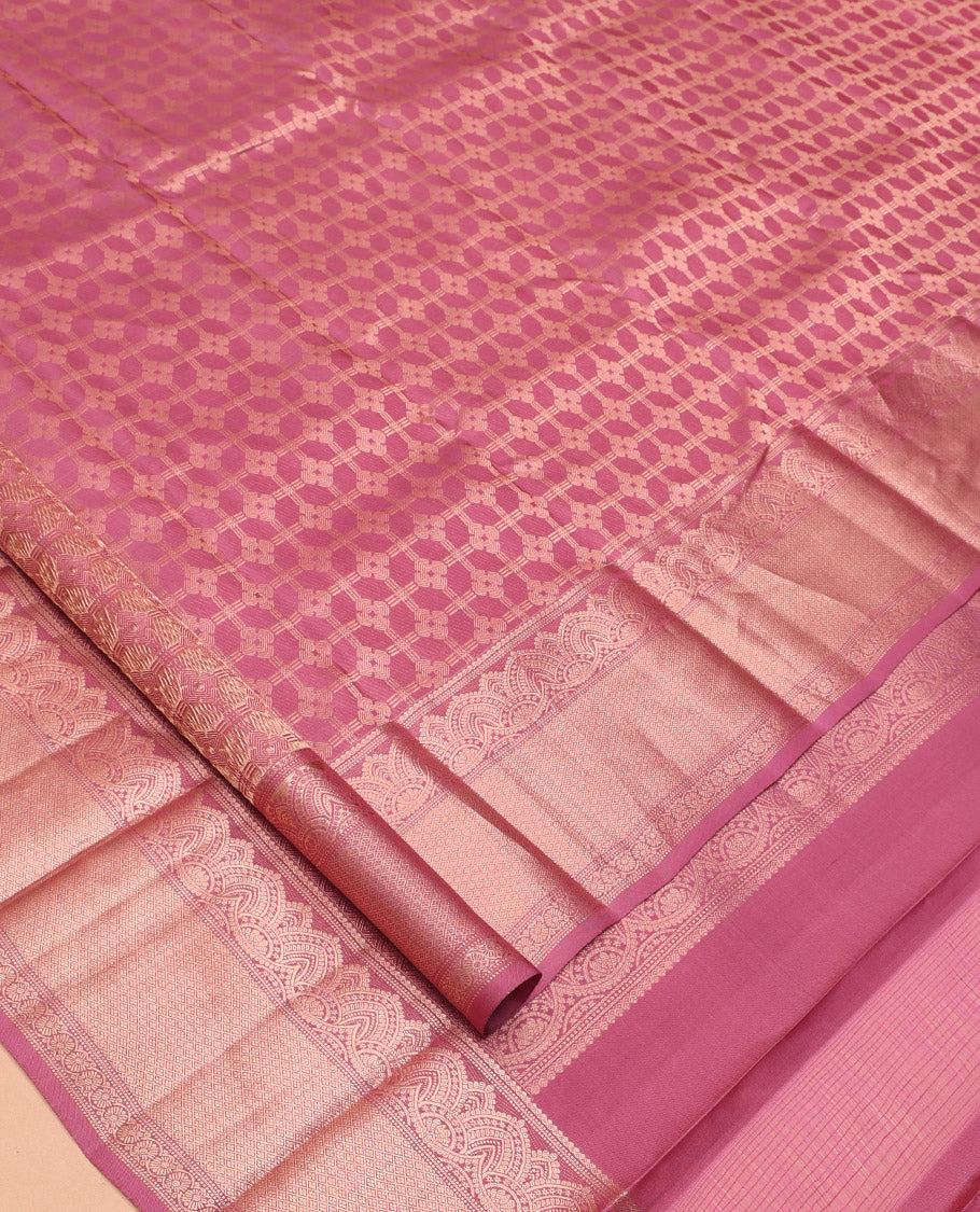 Pink Jacquard Design Kanchipuram Wedding Silk Saree