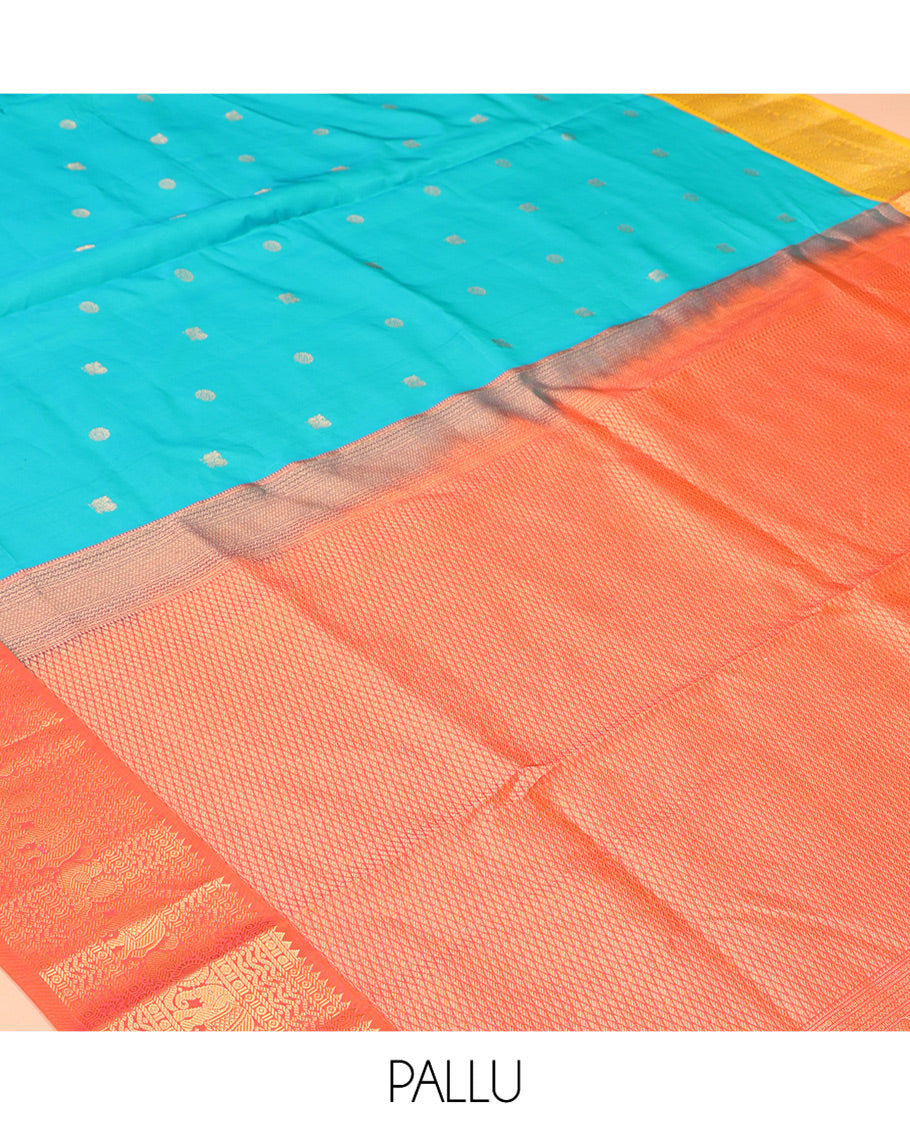 Blue Mayil Chakram Butta Vasundhara Lite Silk Mix Saree