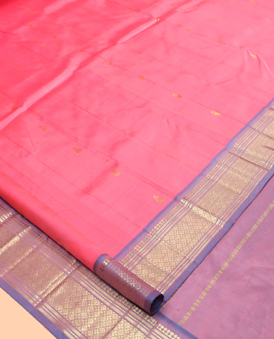Pink Contrast Kanchipuram Silk Saree