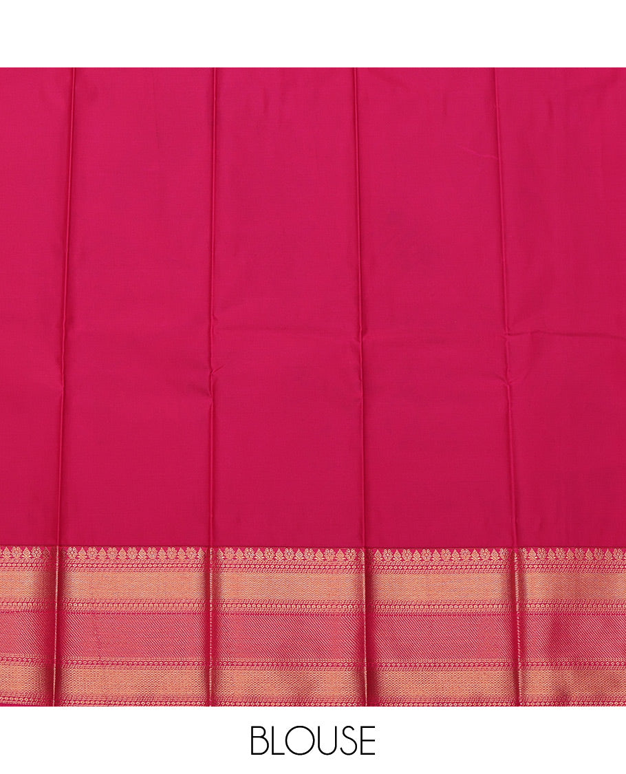 Blue Budget Silk Saree, Accentuated with Paisley Buttas and Stripes All Over Its Body, Complemented by a Contrast Traditional Zari Border, Grand Pallu, and Paired with a Contrast Blouse