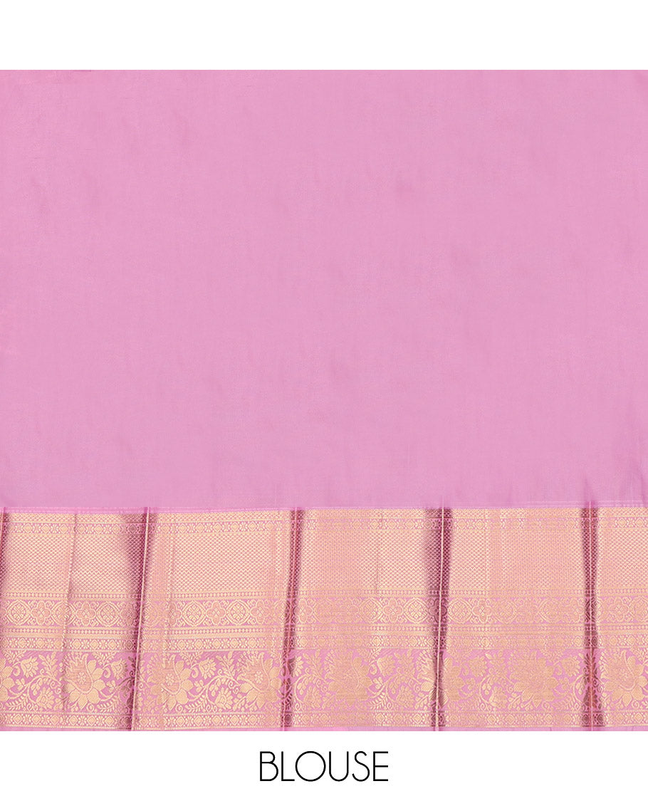 Purple Budget Silk Saree, Decorated with Zari Buttas, Contrast Traditional Zari Border, Grand Pallu, and a Contrast Blouse