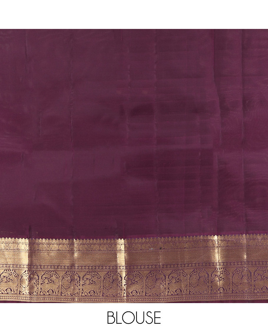 Green Vasundhara Lite Silk Mix Saree, Adorned with Zari Buttas, Contrast Border of Thilakam, Yaanai, Mayil Kann, Muthu, Kamalam, Annam, and Yaali, Jaal Pallu, and a Contrast Blouse