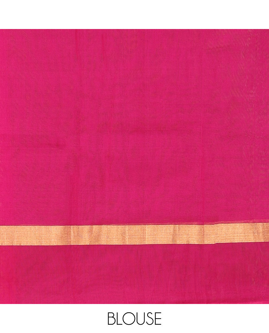 Green floral creeper and zari buttas silk cotton saree, contrast zari buttas border, and zari floral diamond patterned pallu